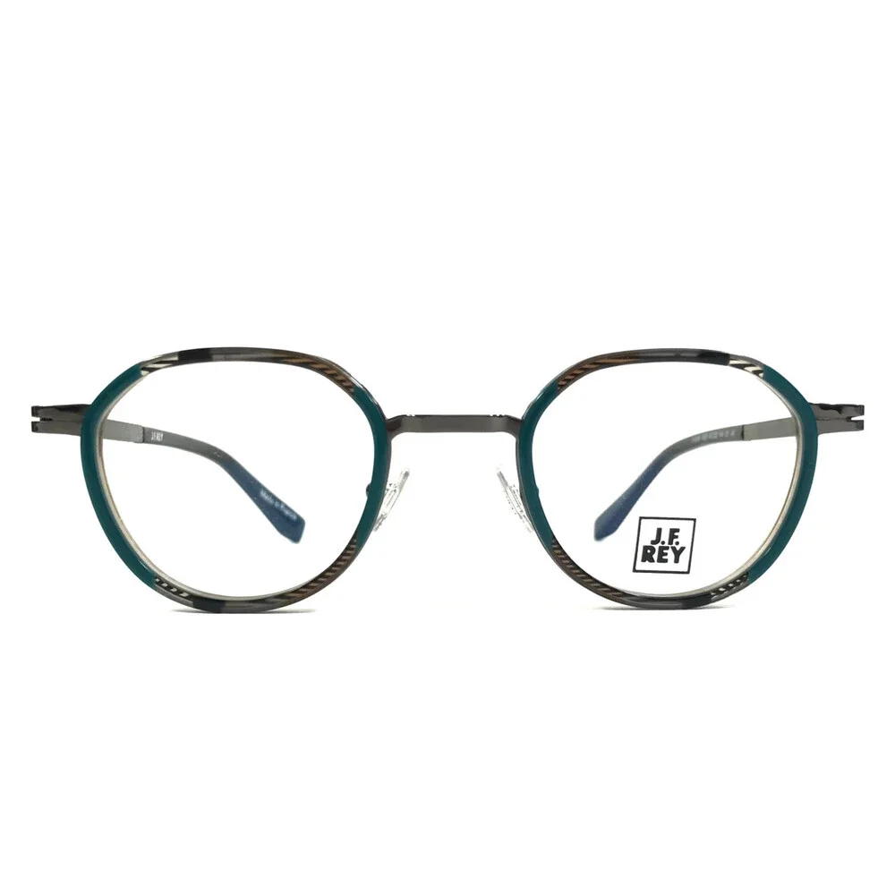 J.F. Rey Eyeglasses Frames JF2935 4505 Black Gray Brown Green Hexagon 45-22-144